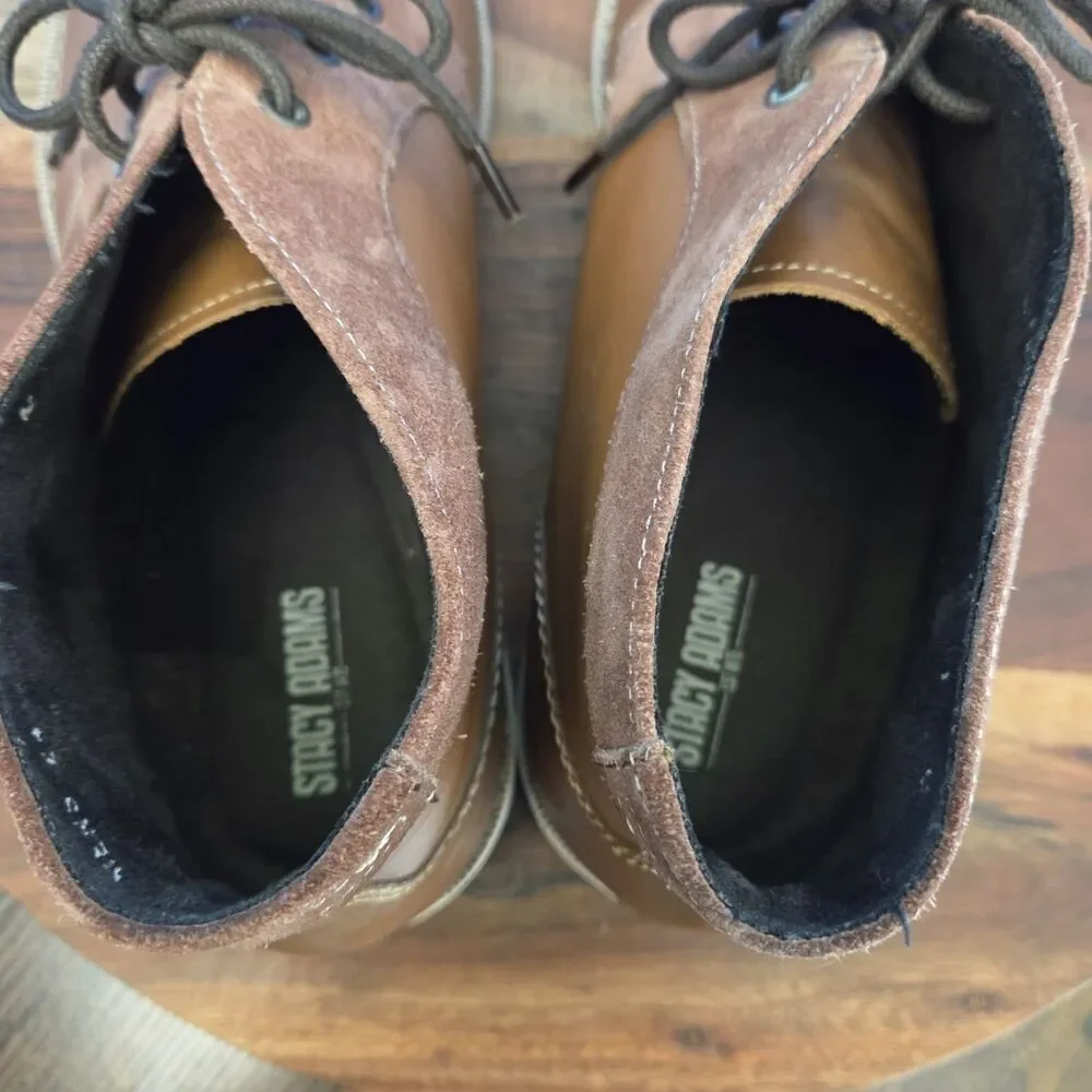STACY ADAMS Cagney Boot Men's 11M Leather Cognac Tan # 24907-236